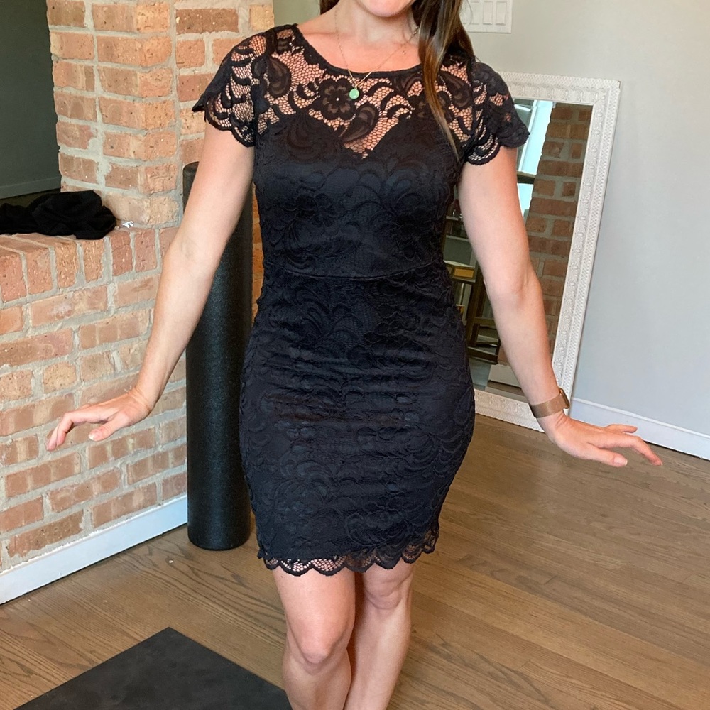 Ambiance black lace dress size small